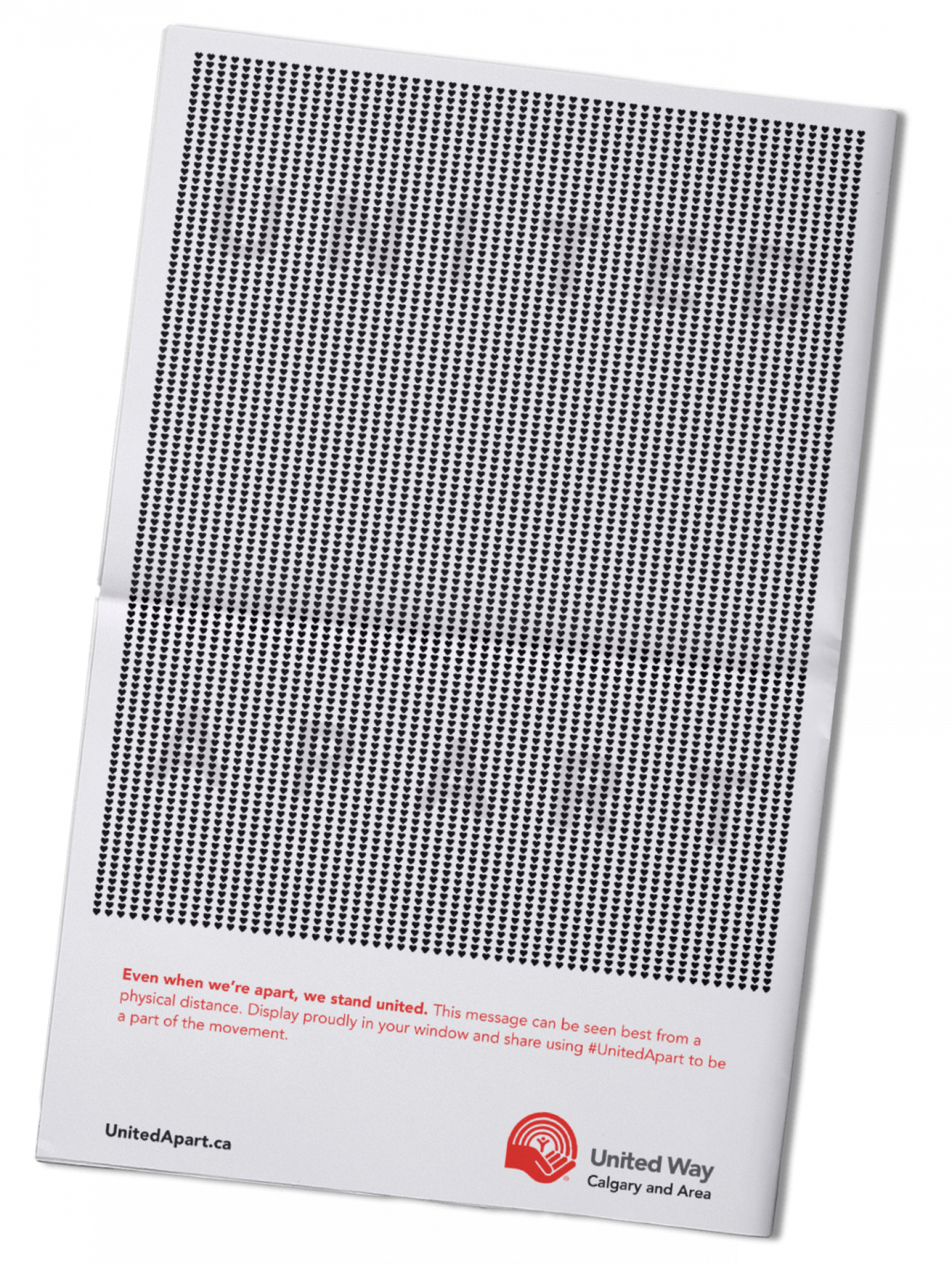The United Apart print ad displaying the graphic that you have to read from a distance.